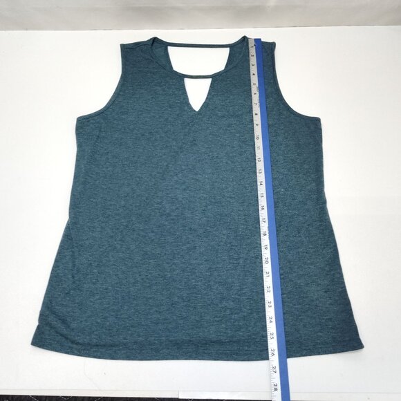 Poetsky Sleeveless XL Teal Keyhole Back Tank Top Soft Rayon Blend Womens Shirt - Picture 7 of 7